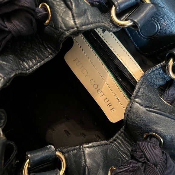 Rare Juicy Couture Y2K Daydreamer Tote Hobo Shoulder Bag Purse Navy Blue - Picture 11 of 12